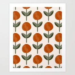 Sunshine pops-rust orange,forest green and cream Art Print