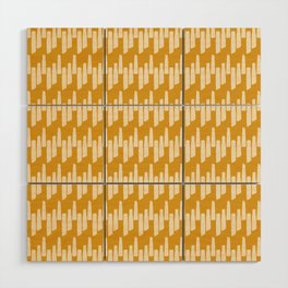 Modern Ink Weave Ikat Mudcloth Pattern in Marigold Honey Mustard Ochre Wood Wall Art