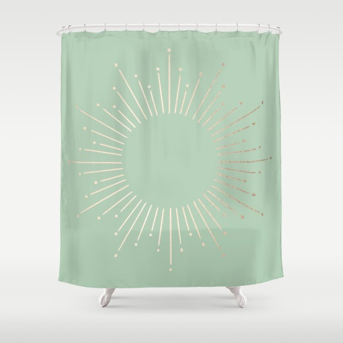 Simply Sunburst in Pastel Cactus Green Shower Curtain