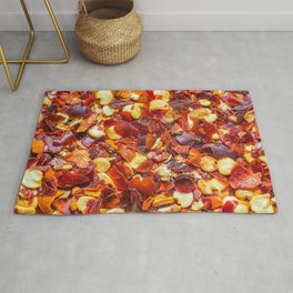 Red Hot Pepper Chili Flakes, Spicy Food Photograph Pattern Area & Throw Rug