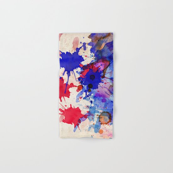 Blue & Red Color Splash Hand & Bath Towel