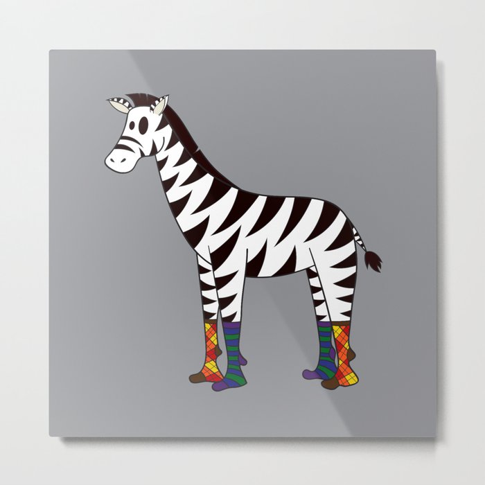 Zebra Socks Metal Print