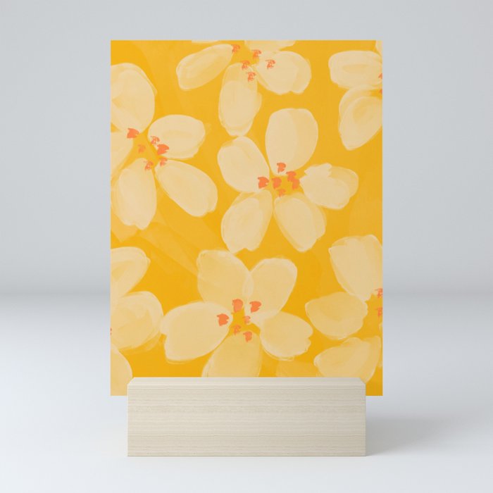 Gold Flowers In Bloom | Spring/Summer Floral Pattern Home Decor Design Mini Art Print