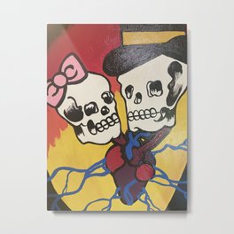 Skulls in Love Metal Print | Skeleton, Punk, Marriage, Lovers, Moderntraditional, Painting, Tattoodesign, Love, Acrylic, Skull 