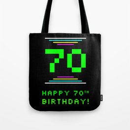 [ Thumbnail: 70th Birthday - Nerdy Geeky Pixelated 8-Bit Computing Graphics Inspired Look Tote Bag ]