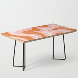 Liquid Swirl Retro Abstract Pattern in Pink Orange Cream Coffee Table