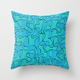 black silhouettes on blue highlights Throw Pillow