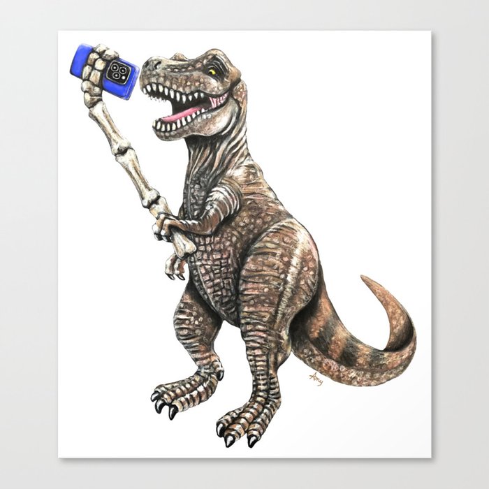 "Selfiesaurus" - T-Rex Dinosaur Selfie Canvas Print