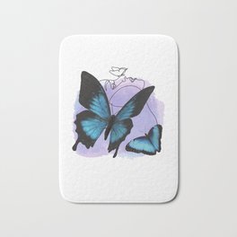 Blue butterfly Bath Mat