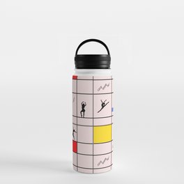 Dancing like Piet Mondrian - Composition with Red, Yellow, and Blue on the light pink background Water Bottle