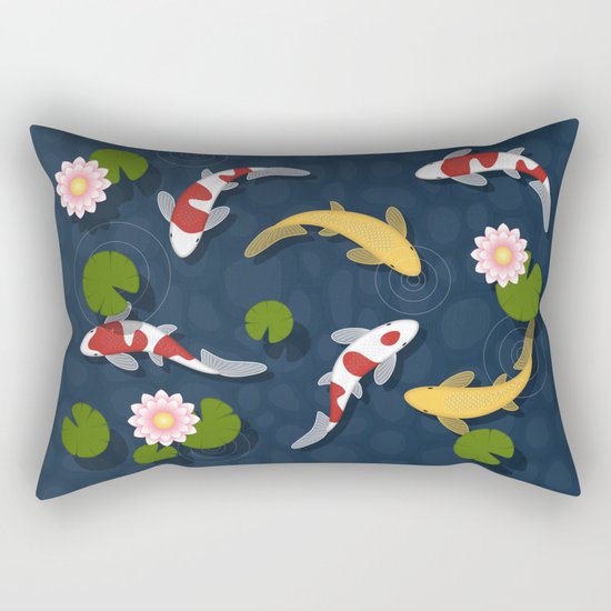 Japanese Koi Fish Pond Rectangular Pillow