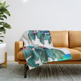 Planets and Flowers Print Throw Blanket