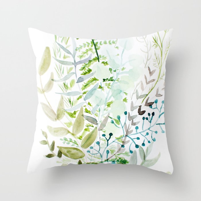 Botanic Greens Throw Pillow