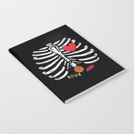 Funny Skeleton Halloween Heart Candies Notebook