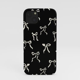 Coquette cream loose ribbons on a black background pattern iPhone Case
