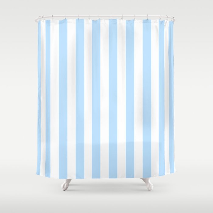 Classic Seersucker Stripes In Blue White Shower Curtain By Yesterdaycollection Society6