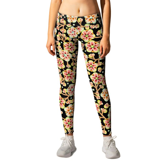 Candy Apple Blossom Leggings by Patricia Shea Designs | Society6
