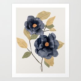 Blue watercolor roses Art Print