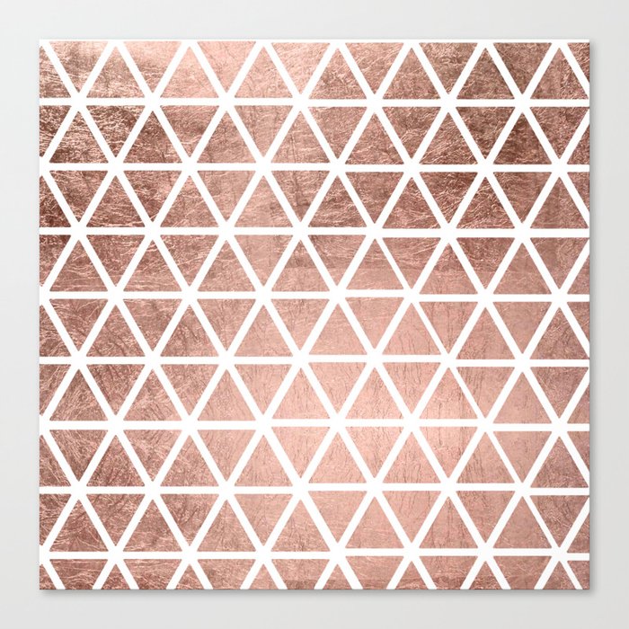 Geometric Faux Rose Gold Foil Triangles Pattern Canvas Print By Girly Trend Audrey Chenal Society6 - Rose Gold Foil Wall Art
