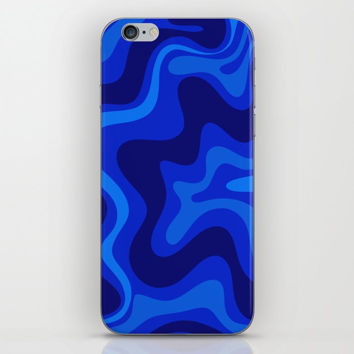 Retro Liquid Swirl Abstract Pattern in Super Blue iPhone Skin