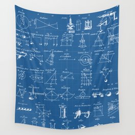 Table Of Engineering And Mechanics Blueprint Artwork Wall Tapestry