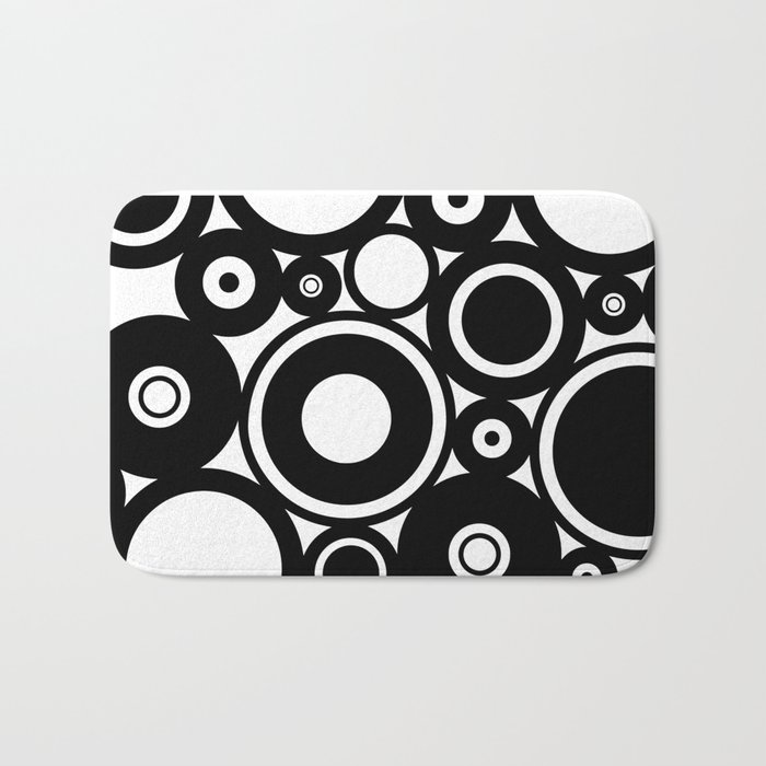 Retro Black White Circles Pop Art Bath Mat