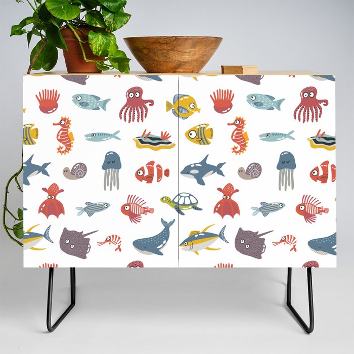 Colorful Sea Animals Credenza