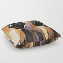 People are strange faces black abstract Floor Pillow