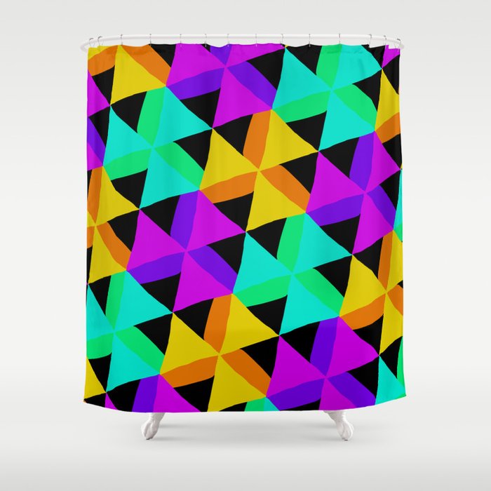 80s Colors Triangle Pattern Shower Curtain