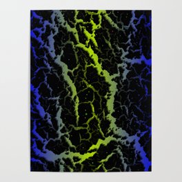 Cracked Space Lava - Blue/Lime Poster