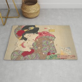 Beatutiful Women Series by Tsukioka Yoshitoshi Kitten Rug | Woodblock, Autumn, Traditional, Tokyo, Vintage, Countryside, Geisha, Spring, Ukiyo, Oriental 