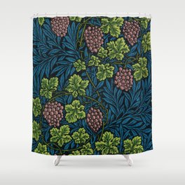 William Morris Midnight blue grapes and grape vines vineyard textile pattern 19th century floral print Shower Curtain