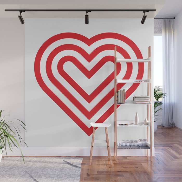 3 layers of red heart-shaped lines Wall Mural