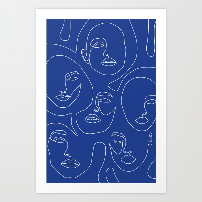 Faces In Blue Art Print