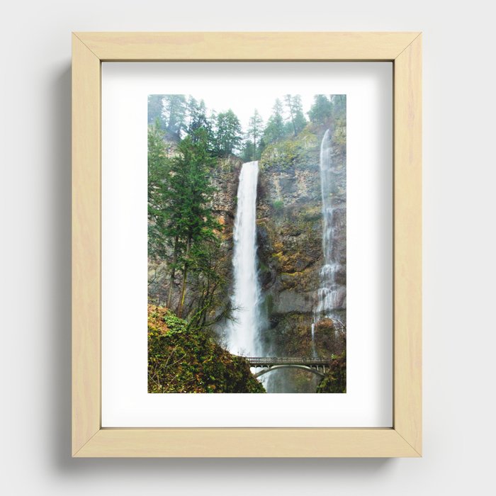 Multnomah Falls in Winter Recessed Framed Print