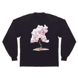Cherry tree blossom flowers Watercolor Painting Long Sleeve T-shirt