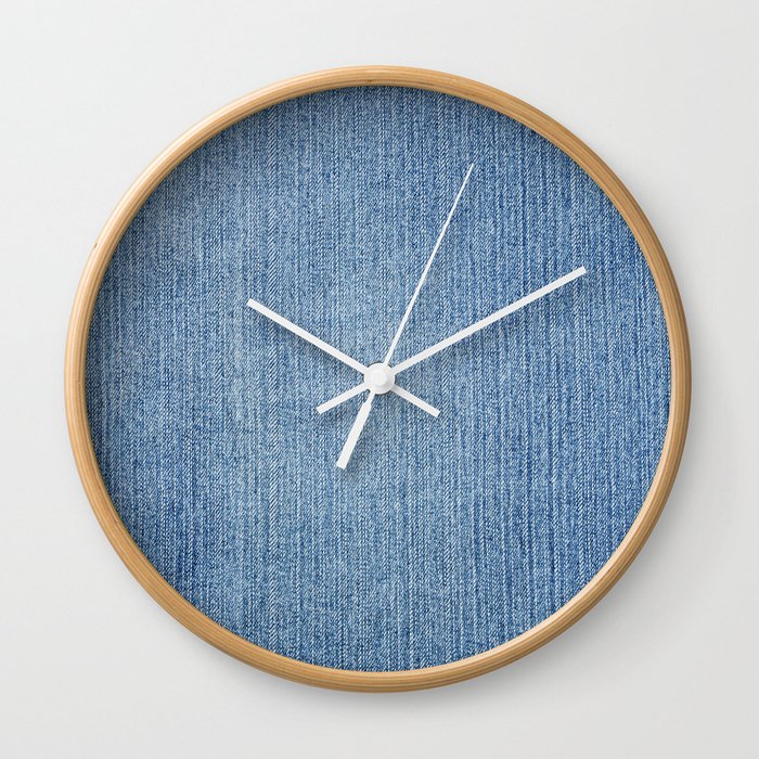 Faded Blue Denim Wall Clock