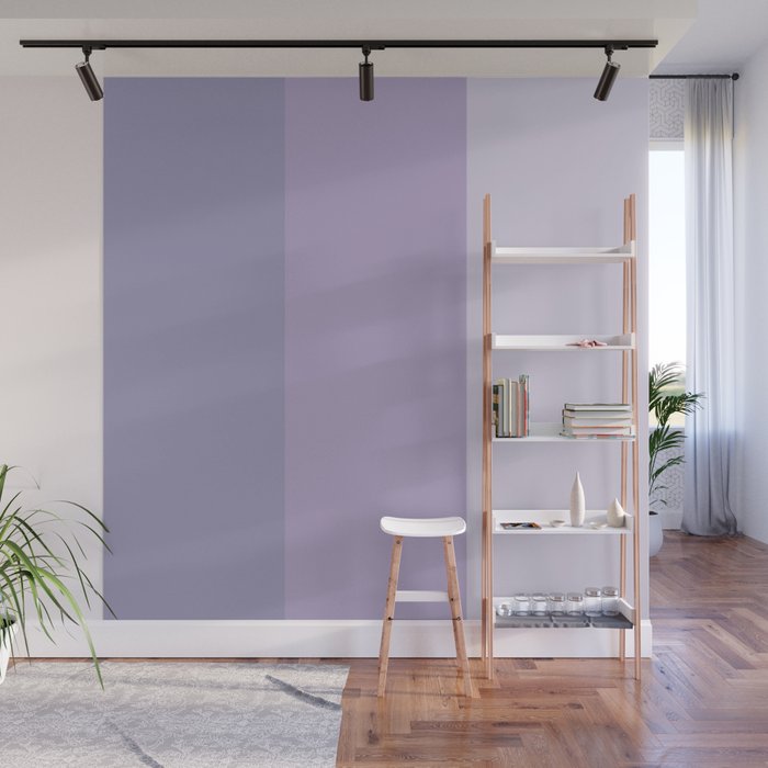 Pastel lavender purple solid color stripes pattern Wall Mural