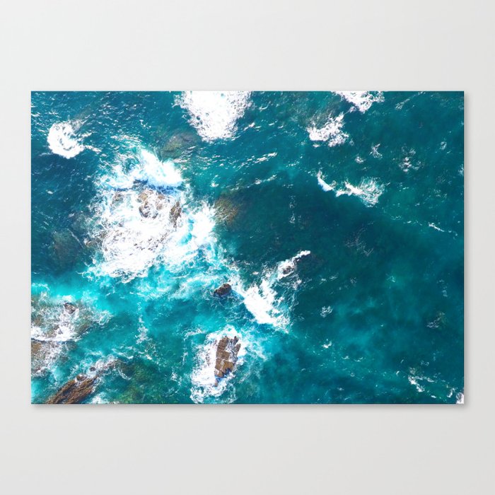 Turquoise sea, ocean, coast, Atlantic, Portugal, beach, waves, sea, prints, project, blue, Canvas Print