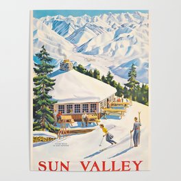 Vintage 1940 Ski Poster - Sun Valley Idaho, Bald Mountain Poster