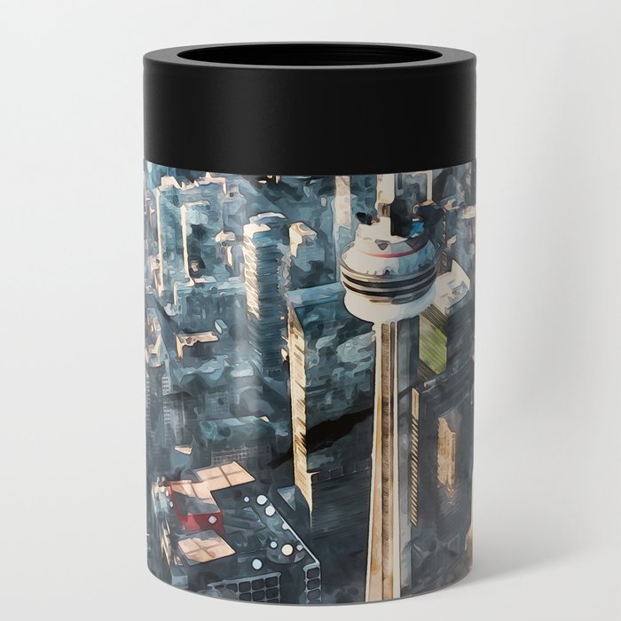 Toronto Canada city watercolor Can Cooler