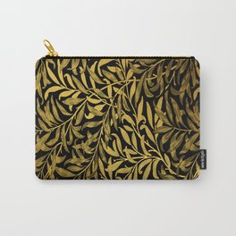 William Morris Black And Gold Leaves Pattern Vintage Botanical William Morris Willow Wallpaper Carry-All Pouch