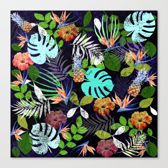 Tropical garden at night Canvas Print