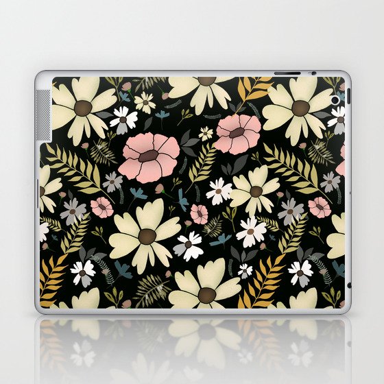 Black Vintage Floral  Laptop & iPad Skin
