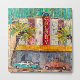 Retro Colony Theater Metal Print | Collage, Wood, Winterpark, Vintage, Parcheesiboard, Paper, Architecture, Decoupage, Palmtrees, Fun 