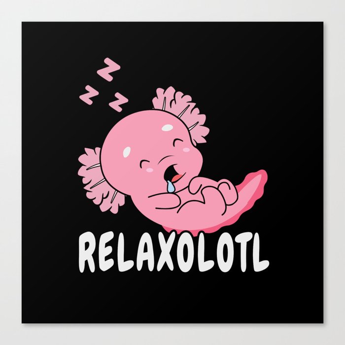 Fish Cartoon Kawaii Axolotl Relax Sleep Axolotl Canvas Print