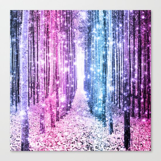 Magical Forest : Pastel Pink Lavender Aqua Periwinkle Ombre Canvas Print