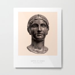 Sappho Art Print, Portrait of Sappho, Greek Literature, Sappho Photograph, Sappho Bust Print, Modern Home Decor, Peach and White, Sappho of Lesbos Metal Print