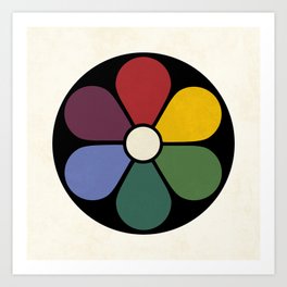 A re-make of plate 2: The Primaries, Red, Green and Ultramarine-Blue, with their Complementaries, or Secondaries, Blue-Green, Purple and Yellow, from the book Colour Harmony And Contrast, 1912 by James Ward Art Print