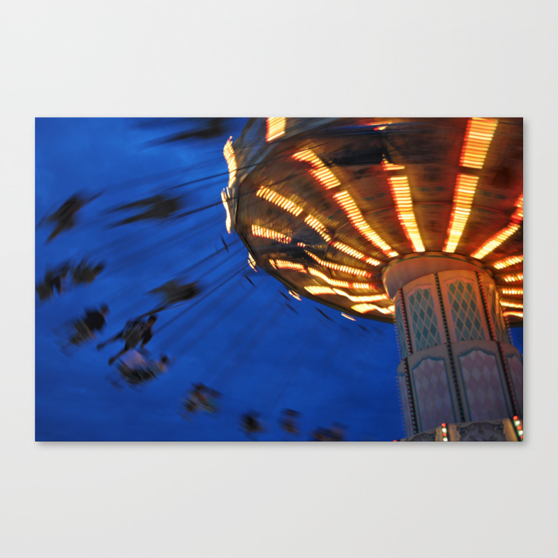 Swing Ride At The Fair At Night Canvas Print